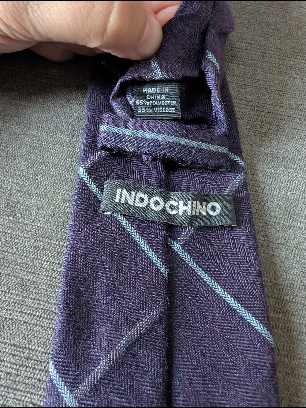 Indochino Men’s Tie Purple Blue Plaid Herringbone Viscose Blend Necktie
